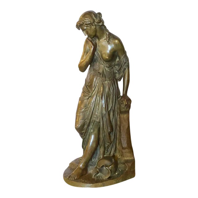 19th Century Bronze Sculpture of a Maiden in Neoclassical Form Signed E. Carlier For Sale