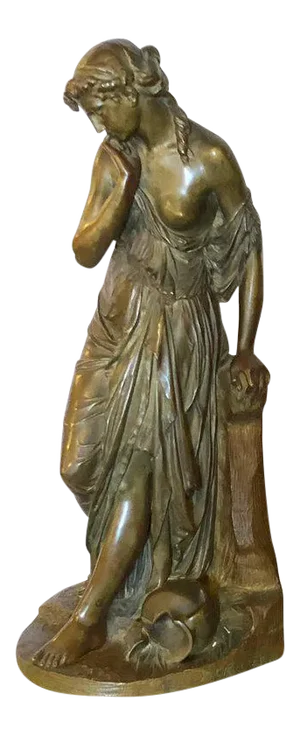 19th Century Bronze Sculpture of a Maiden in Neoclassical Form Signed E. Carlier