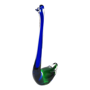 1970s Murano Blue & Green Art Glass Swan Sculpture, Italy