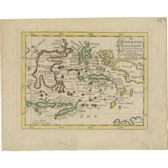 Antique Miniature Map of the Maluku Islands by Van Esveldt & Holtrop, 1790s For Sale