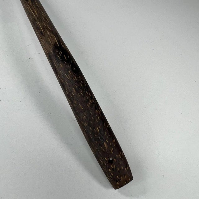 Brown Vintage Folk Art Handmade Coconut Palm Wood Spoon Ladle For Sale - Image 8 of 11