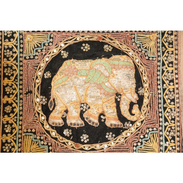 Mid-Century Modern Vintage Burmese Kalaga Tapestry Embroidered Wall Hanging 1960 For Sale - Image 3 of 12