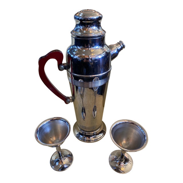 1950s Mid-Century Modern Cocktail Shaker Set- 3 Pieces For Sale