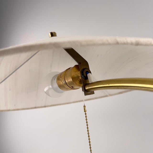 1950s Table Lamp with Brass Base and Lampshade in Wild Silk, Austria, 1950s For Sale - Image 5 of 9