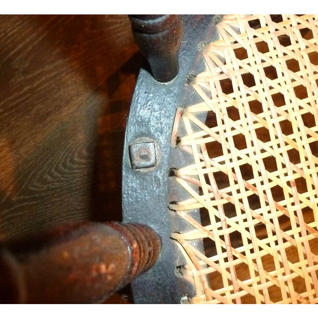 Brown Firehouse Cane Tilting Armchair, Antique For Sale - Image 8 of 12