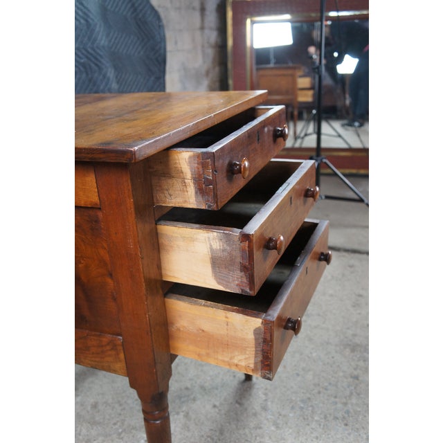 American Antique Early American Cherry Three Drawer Silver Chest Side Table Stand 31" For Sale - Image 3 of 14