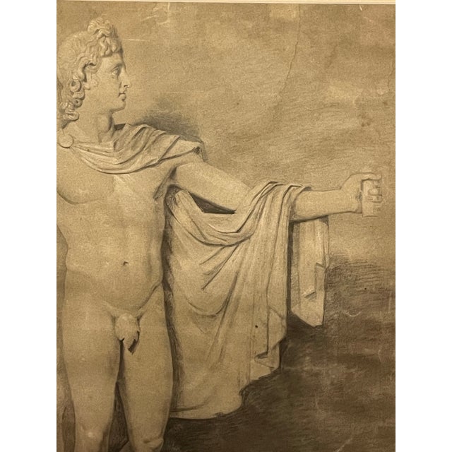 Wood Large 19th C. Academy Drawing Presented in a Period Empire Frame For Sale - Image 7 of 14