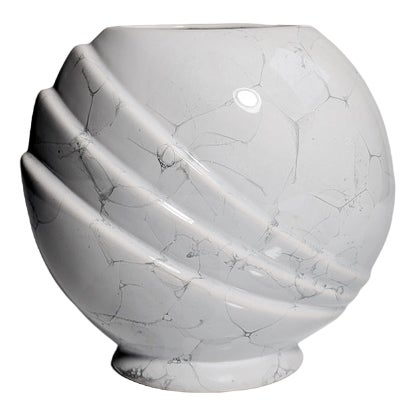 Art Deco Shell Vase in Foam Glaze Ceramic, 1980s For Sale