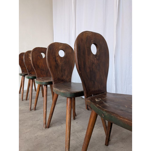 Vintage Brutalist Wooden Dining Chairs, 1970s, Set of 6 For Sale - Image 16 of 18