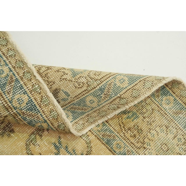1970s Vintage Turkish Handmade Wool Cotton Beige Area Rug For Sale - Image 10 of 11