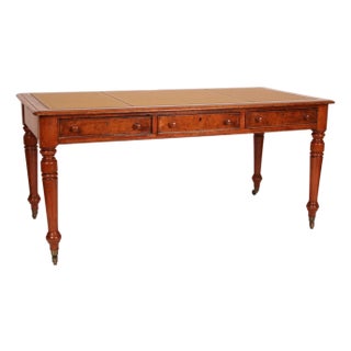 Antique William IV Style Oak and Pollard Oak Leather Top Writing Table For Sale