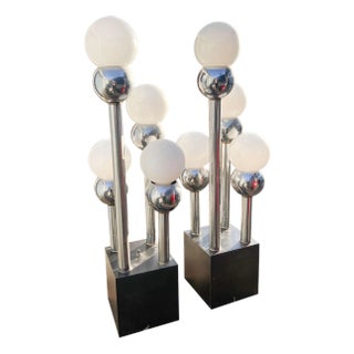 Vintage Mid Century Modern Table Lamps in Chrome Atomic Style - a Pair For Sale