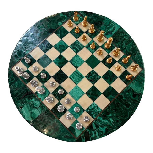 Italian Malachite Chess Set, 1970s For Sale