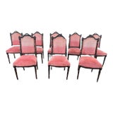 19th Century Set of Eight Antique French Louis XVI Walnut Style Dining Chairs For Sale