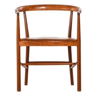 Un-Chair Armchair in Teak and Leather attributed to Jacob Kjær, 1949 For Sale