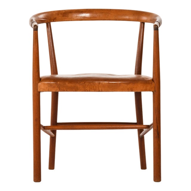 Un-Chair Armchair in Teak and Leather attributed to Jacob Kjær, 1949 For Sale