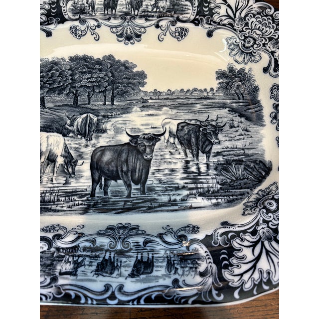 Beautiful antique Wedgwood transferware platter with cattle motif. Part of my family’s estate collection for 100+ years....