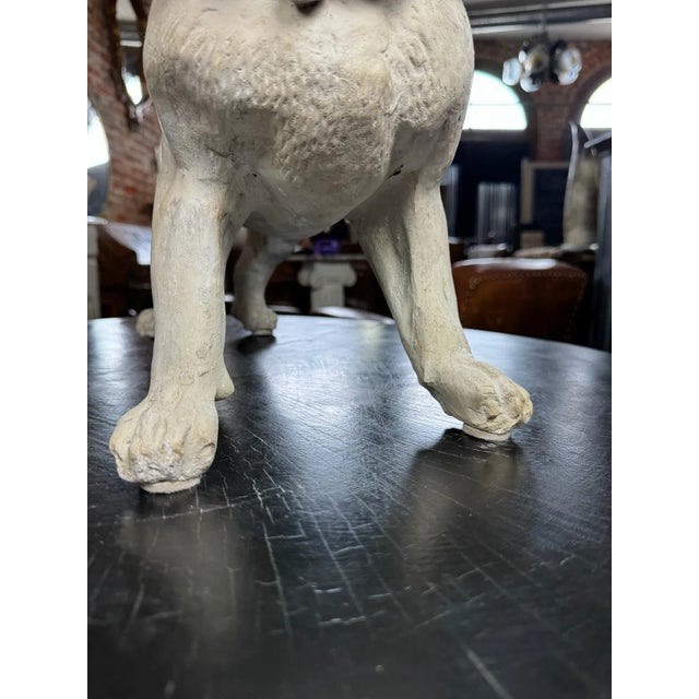 Antique French Bulldog Sculpture | Early 20th Century Plaster & Metal Figure, Circa 1910–1920 For Sale - Image 11 of 12