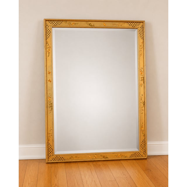 Labarge La Barge Giltwood Hand-Painted Floral Chinoiserie Mirror | Artist Signed P. Tacktor For Sale - Image 4 of 15