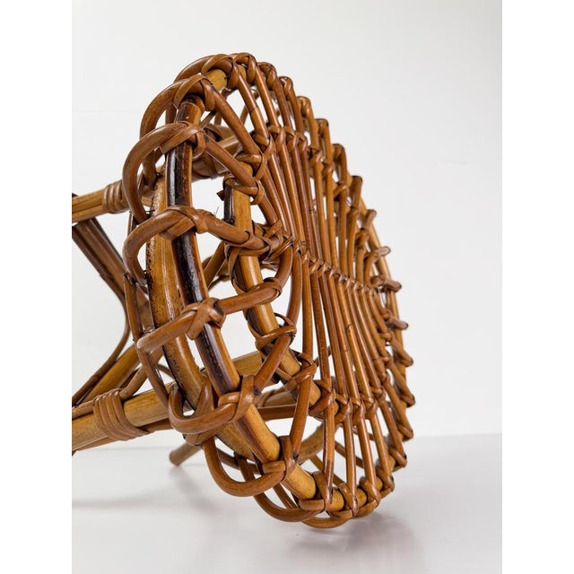 Mid-Century Modern Italian Bamboo and Rattan Stool by Tito Agnoli, 1960s For Sale - Image 11 of 18