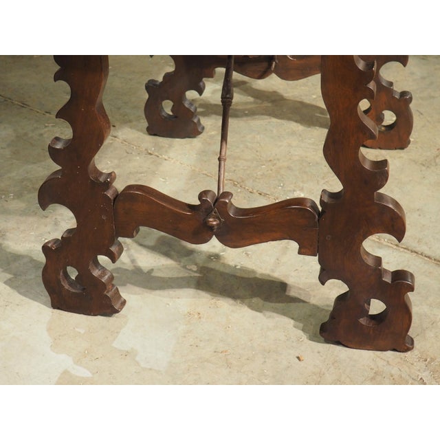 18th Century 18th Century Spanish Baroque Single Plank Table With Wrought Iron Stretchers For Sale - Image 5 of 18
