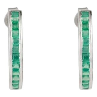 Contemporary Green Onyx Everyday Half Hoop Earrings, A Pair For Sale