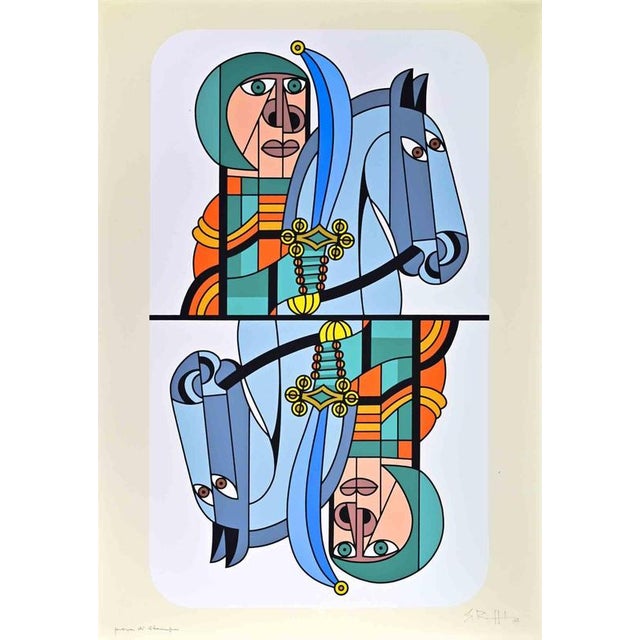 Sergio Ruffolo, Horse and Rider, Screenprint, 1974 For Sale - Image 3 of 3