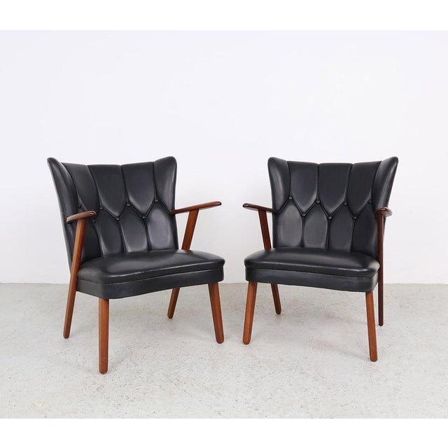 Danish Chairs in Teak and Faux Leather from Erhardsen & Andersen, 1960s, Set of 2 For Sale - Image 17 of 17