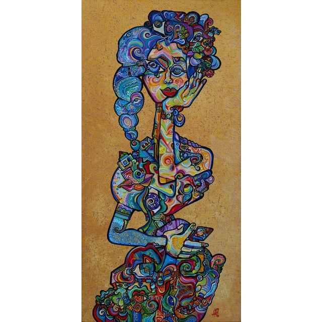 This is a one-of-a-kind original cubist painting by San Diego artist, Alexander Arshansky. Its dimensions are 48" x 24" x...