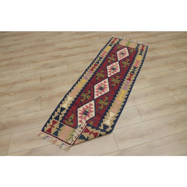 1970s Turkish Tribal Style Handmade Oushak Kilim Runner Rug For Sale - Image 10 of 13