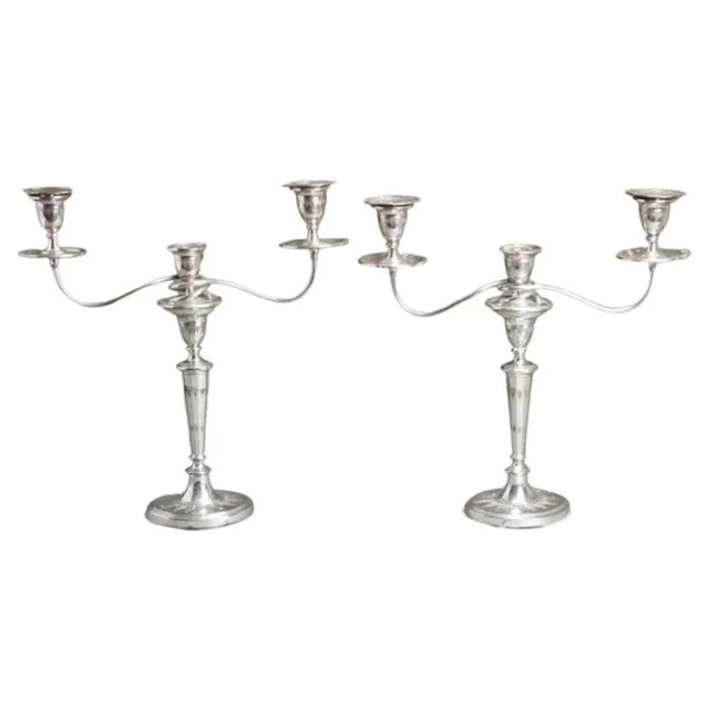 1950s Silverplate Convertible Three-Light Candelabra- a Pair For Sale In Washington DC - Image 6 of 6