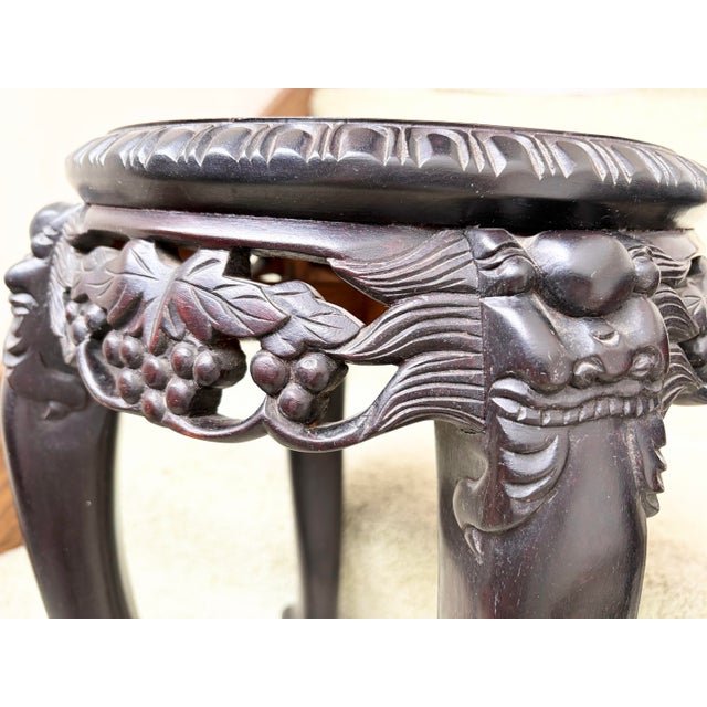 Antique Chinese 1920’s Canton Rosewood Side Dragon Feet Side Tables For Sale - Image 4 of 9