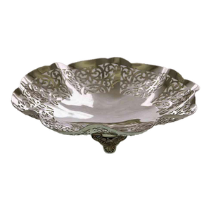 1980s New Silver Cake/Fruit Dish Pierced-