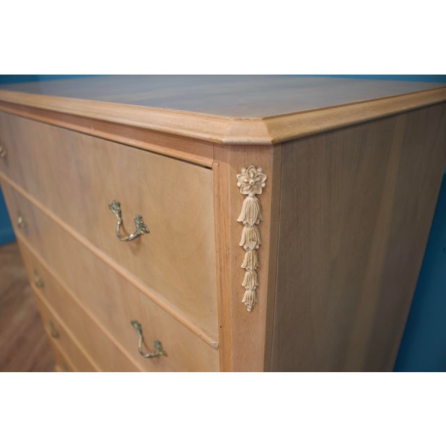 Wood Vintage French Light Limed Chest of Drawers, 1950s For Sale - Image 7 of 8