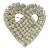 Vintage Clear Rhinestone Heart Brooch Pin Costume Jewelry Silver Toned For Sale