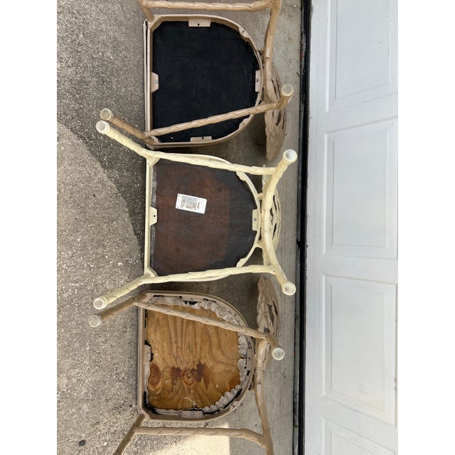 Vintage Hollywood Regency Era Banana Leaf Cast Aluminum Chairs 3 Pieces For Sale - Image 10 of 17