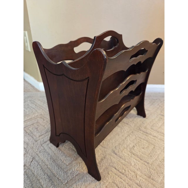 Mid 20th Century Vintage Wood Magazine Rack For Sale - Image 5 of 9