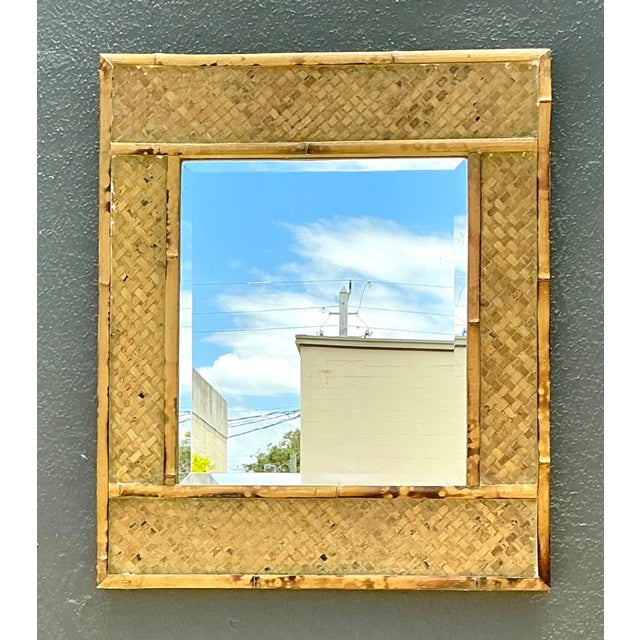 Vintage Woven Bamboo Wall Mirror For Sale - Image 12 of 14