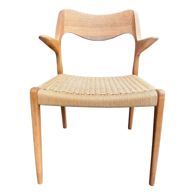 No. 55 Armchair in Oak and Paper Cord by Niels Otto Møller for J.L. Møllers, 1950s For Sale