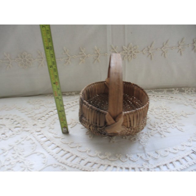 American Antique Primitive Miniature Woven Gathering Basket 5" X 5" For Sale - Image 3 of 8