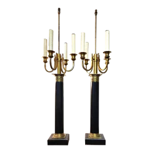 Italian Neoclassical Table Lamps Candelabra Vintage Large