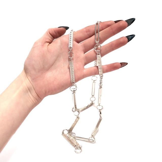 Modern Signed Modern Christofle 38" Sterling Silver Rope Length Link Necklace For Sale - Image 3 of 15