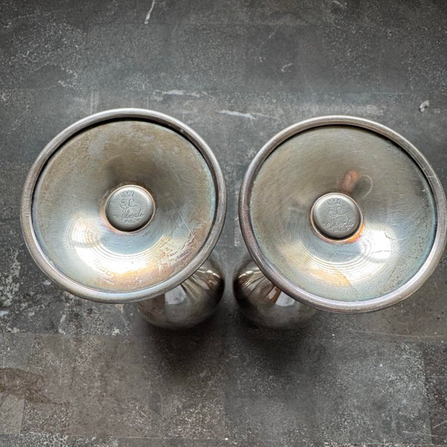 Mid 20th Century Italian Silver Plate Toasting Goblets - A Pair For Sale In Chicago - Image 6 of 7