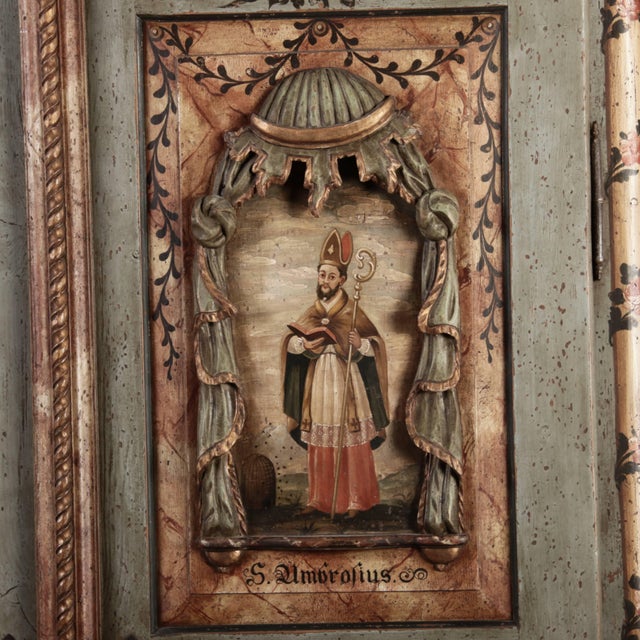 Wood Antique Chamfered Baroque Votive Wood Cabinet, 1850 For Sale - Image 7 of 18