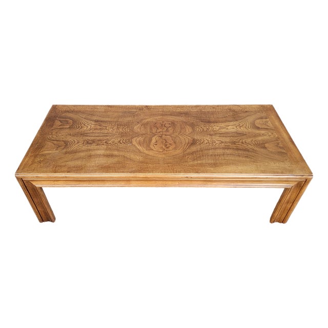 Coffee Table by Lane Furniture Exotic Book-Matched Wood Grain Mid-Century Modern For Sale