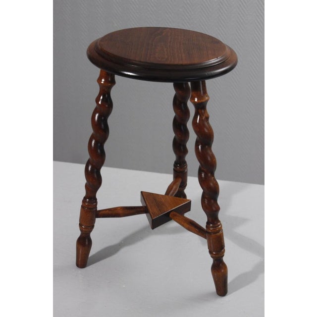 Brutalist Turned Wood Stool, 1950s For Sale - Image 4 of 15