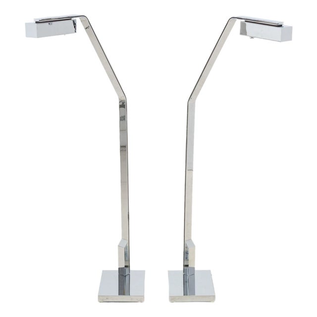 Casella Lighting Modern Chrome-Plated Floor Lamps, Pair For Sale