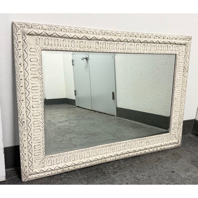 2020s Embossed Geometric Pattern Wall Mirror For Sale - Image 5 of 12