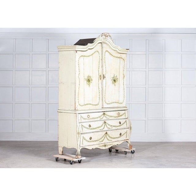 18th Century Dutch Painted Linen Press, 1750s For Sale - Image 3 of 18