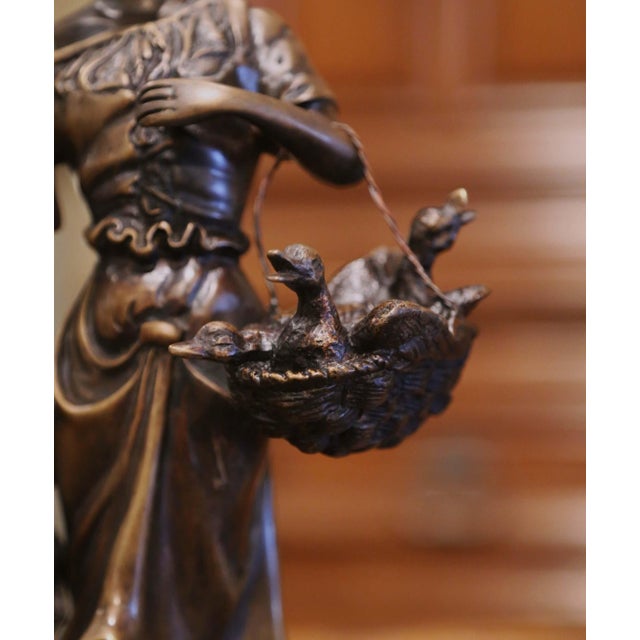 19th Century French Bronze Sculpture "The Lady With the Ducks" Signed Moreau For Sale In Dallas - Image 6 of 12